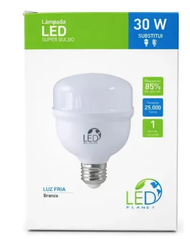 Lampada DE Led 30W E27 Bulbo T 6500K Ledplanet
