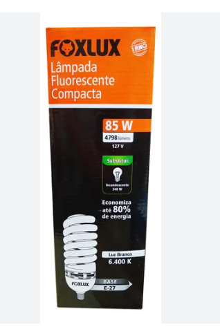 Lampada Espiral 85W Foxlux 127V E 27 6400K Eb85 27