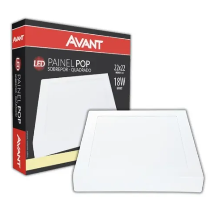 Plafon 18W Sobrepor Quadrado 22X22 4000K Avant