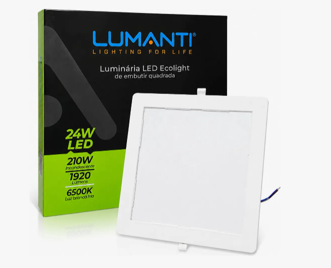 Plafon Quadrado Embutir Led 25W 4000K SL Mb2502q Lumanti