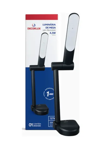 Luminaria DE Mesa 4W Led Pelicano Biv 5500K Preta Decorlux