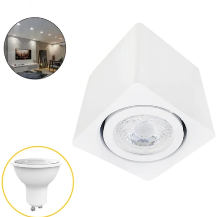 Spot Clean Quadrado Sobrepor Mr16 Gu10 Dicroica Branco Blumenau