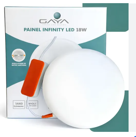 Painel Plafon Infinity Redondo 18W 1920LM 6000K Gaya