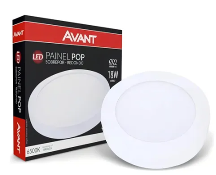 Plafon 18W Sobrepor Redondo 6500K Avant