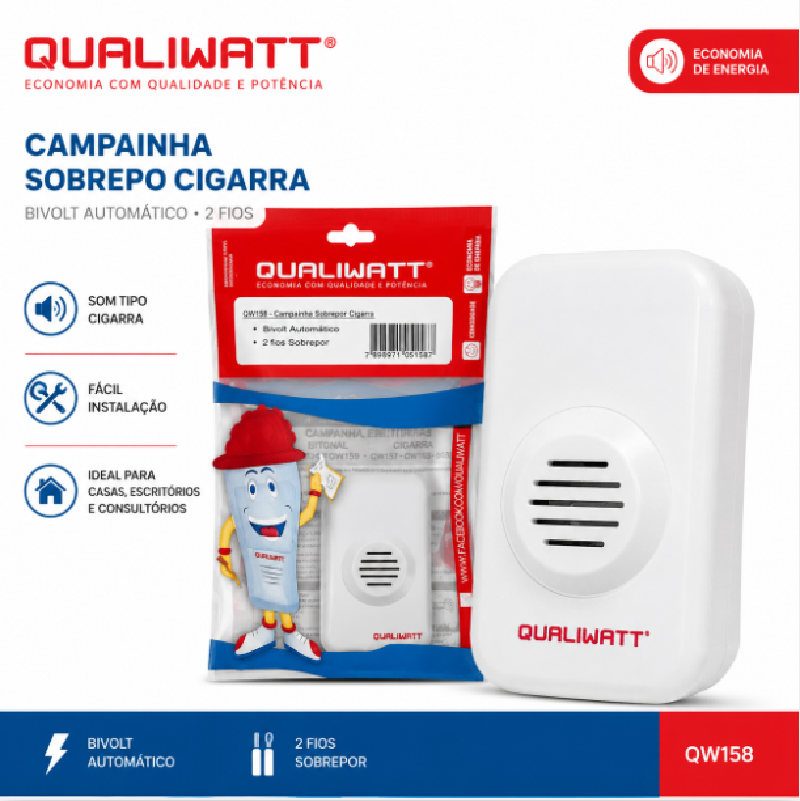 Qualiwatt Campainha Sobrepo Cigarra Qw158