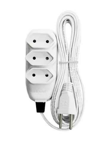 Extensao Compac 2P 10A 3MT Bco 3TOM 2P Ilumi