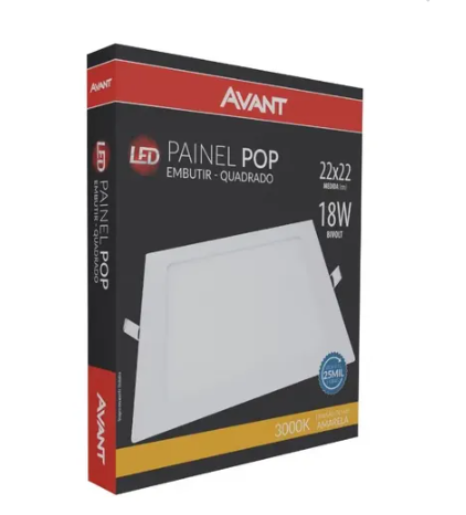 Plafon 18W Embutir Quadrado 3000K Ledplanet