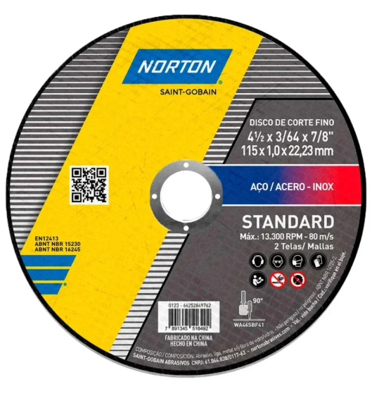 Disco DE Corte Standard 115X1,0 Aco/Acero Norton