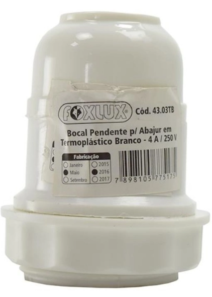 Porta Lampada E27 Pend Abajur Ventilador Branco Foxlux