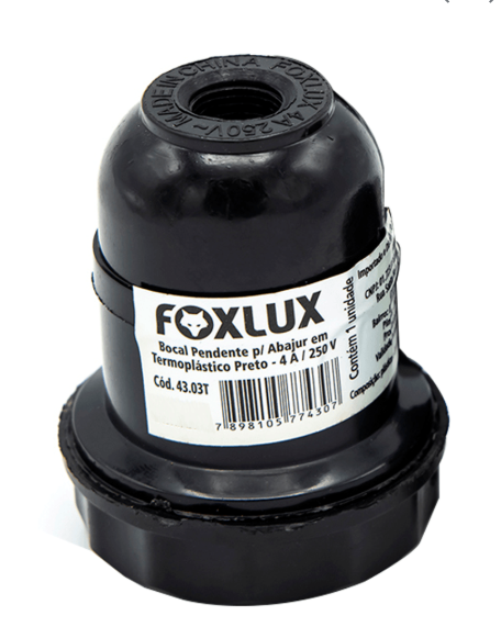 Porta Lampada E27 Pend Abajur Ventilador Preto Foxlux