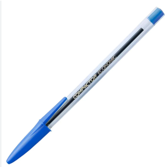 Caneta Esferografica Economic Cristal Azul CX C/100 1987001 Compactor