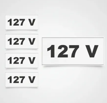 Placa EM Poliest 5X25 Etiq Voltagem 127 Volts C/10