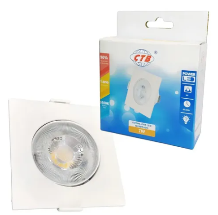 Spot Quadrado Branco Frio 7W 91X91X47,5MM Ctb