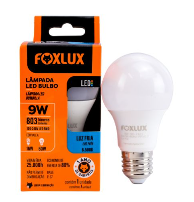 Lampada Led Bulbo A60 9W Biv 3000K Foxlux